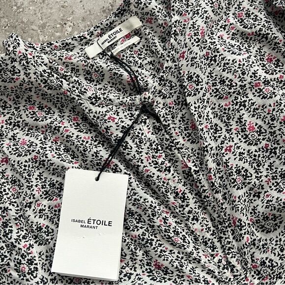 Étoile Isabel Marant Marili Ruched Blouson-Sleeve Dress, NWT, Size US 4 FR 34 - Picture 9 of 10